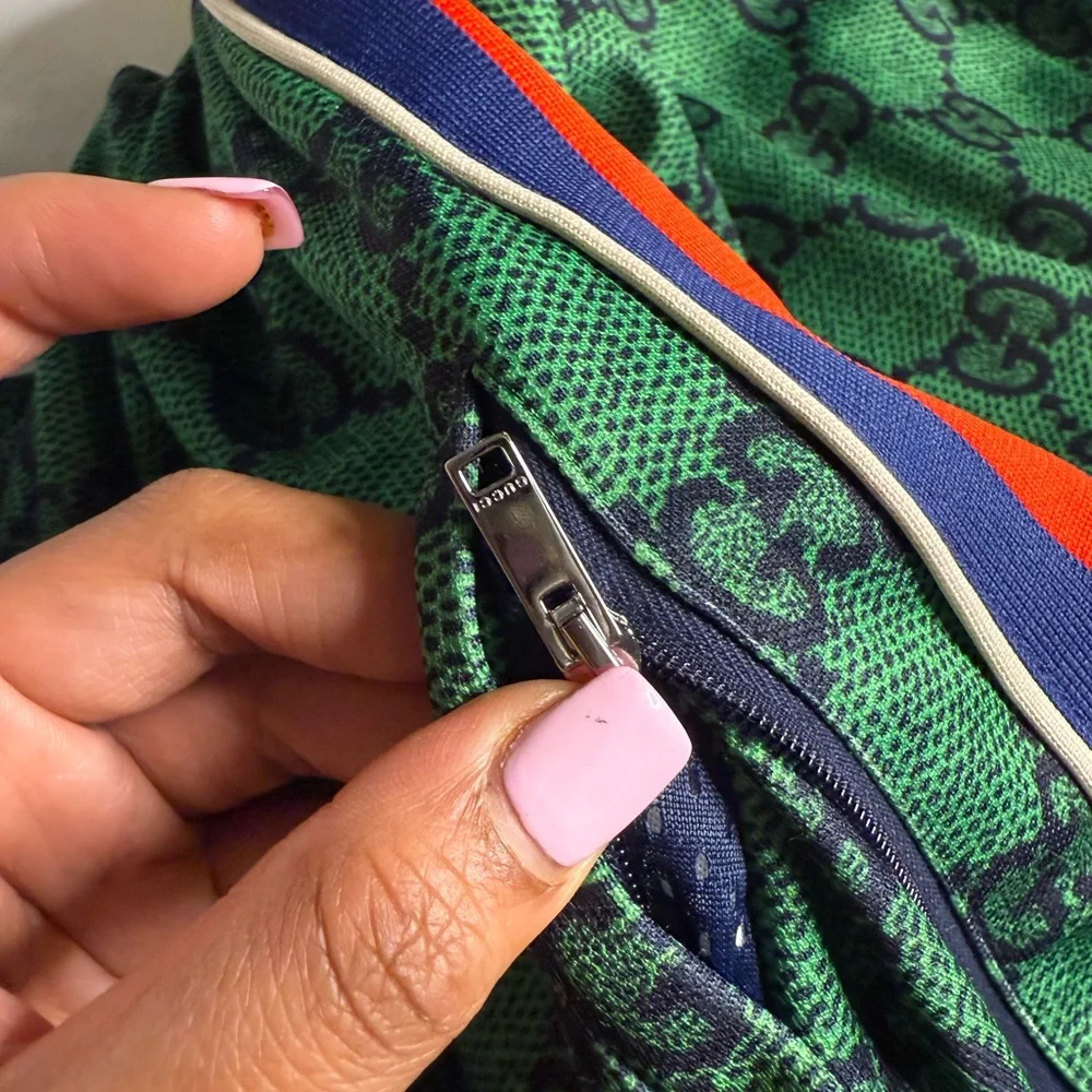 GUCCI - Webbing-Trimmed Monogrammed Tech-Jersey Track Pants - Green 2X - Picture 11 of 13